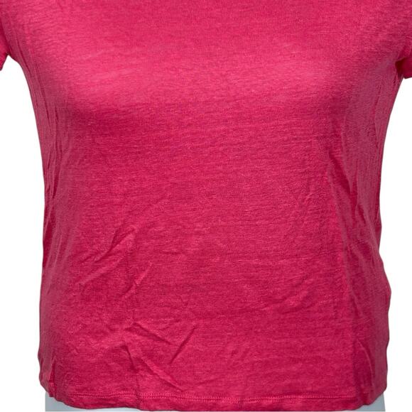 J. Crew Relaxed Linen T-Shirt Neon Flamingo Size XS - Picture 6 of 12